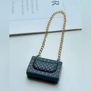 Labubu Elegant Black Quilted Chain Bag